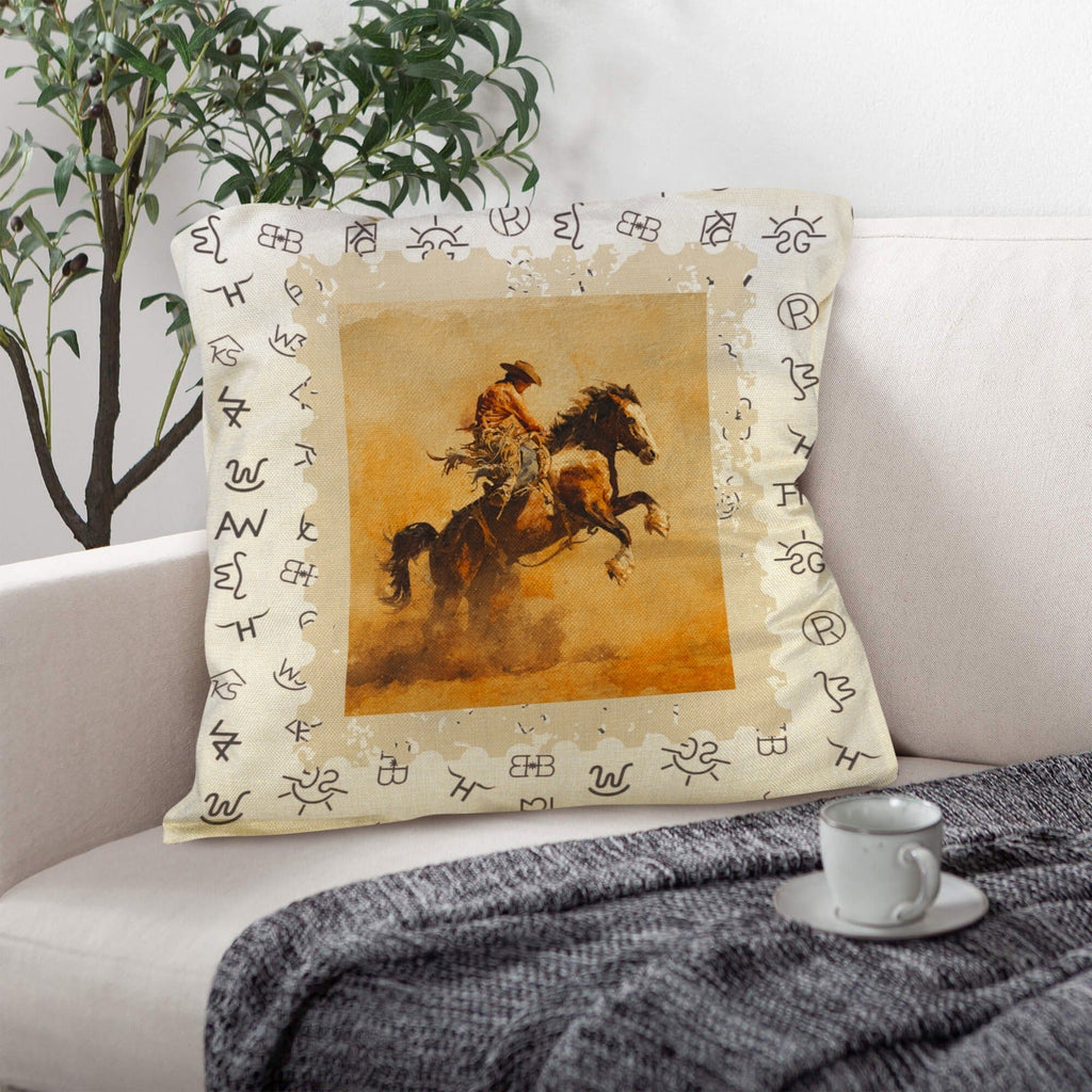 Baha Ranch Vintage Rodeo Stamp Throw Pillow Made in America by Baha Ranch Western Wear