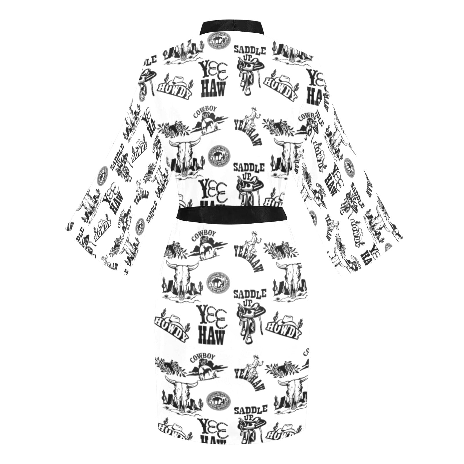 Baha Ranch Cowboy Print Western Satin Kimono Robe by Baha Ranch Western Wear - product image 7
