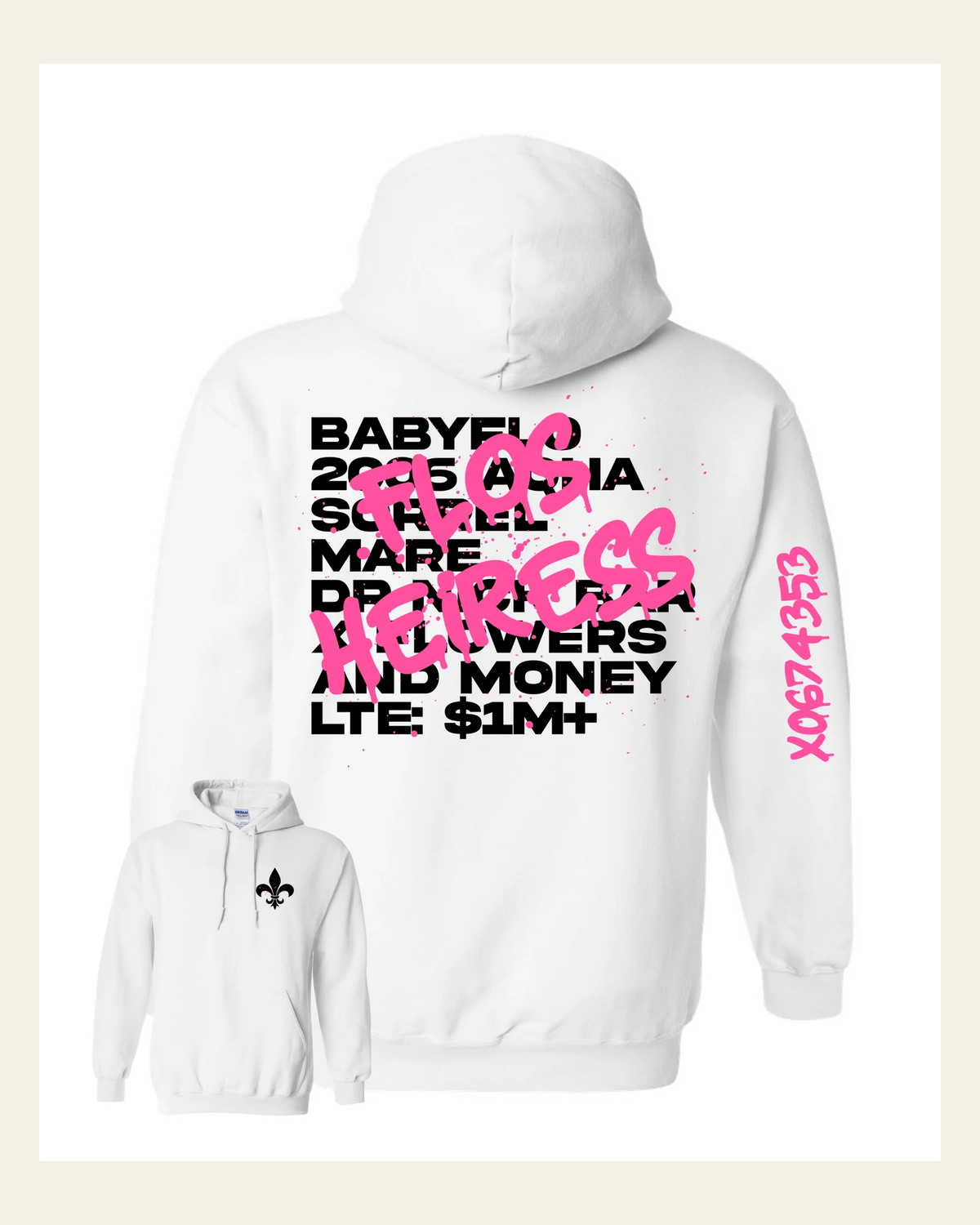 Babyflo $1m | Hoodie on a warm cream background