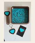 Baha Ranch 3D Deluxe Mom Daughter Bride Gift Set  Tray Keychain Pin Bookmark on a warm cream background