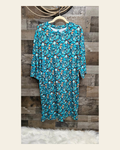 Baha Ranch All Turquoise Oversized Sleep Shirt on a warm cream background