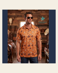 Baha Ranch All Western Men's Western Polo Shirt on a warm cream background