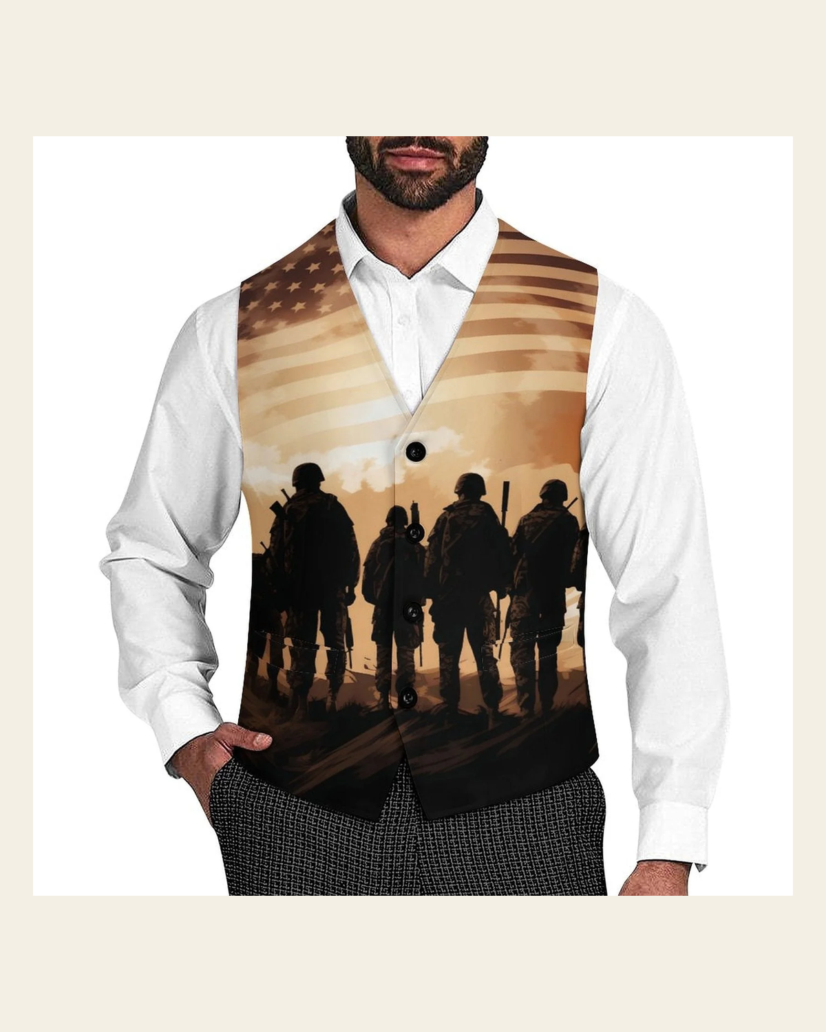 Baha Ranch American Patriot Men's Western Vest on a warm cream background