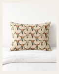 Baha Ranch Bull Skulls Pillow Case Made in America on a warm cream background