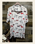 Baha Ranch Cattle Drive Men's Western Polo Shirt on a warm cream background
