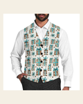 Baha Ranch Christmas Presents Men's Western Vest on a warm cream background