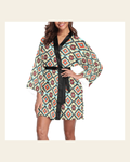 Baha Ranch Colorado Aztec Women's Lounge Kimono Robe on a warm cream background