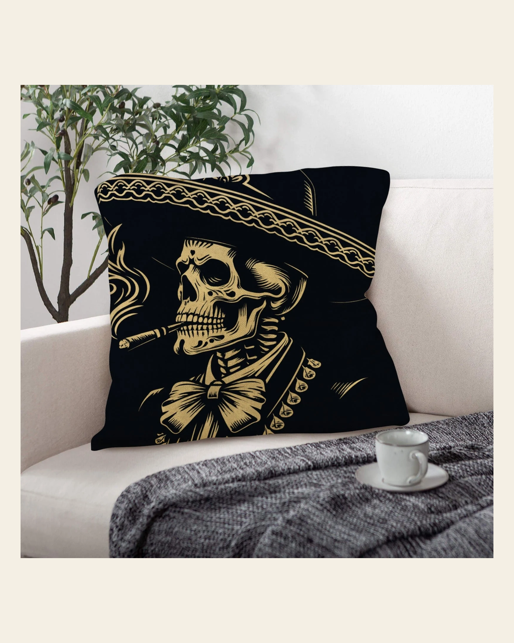 Baha Ranch Colores De Mexico Mariachi Pillow Case Made in America on a warm cream background