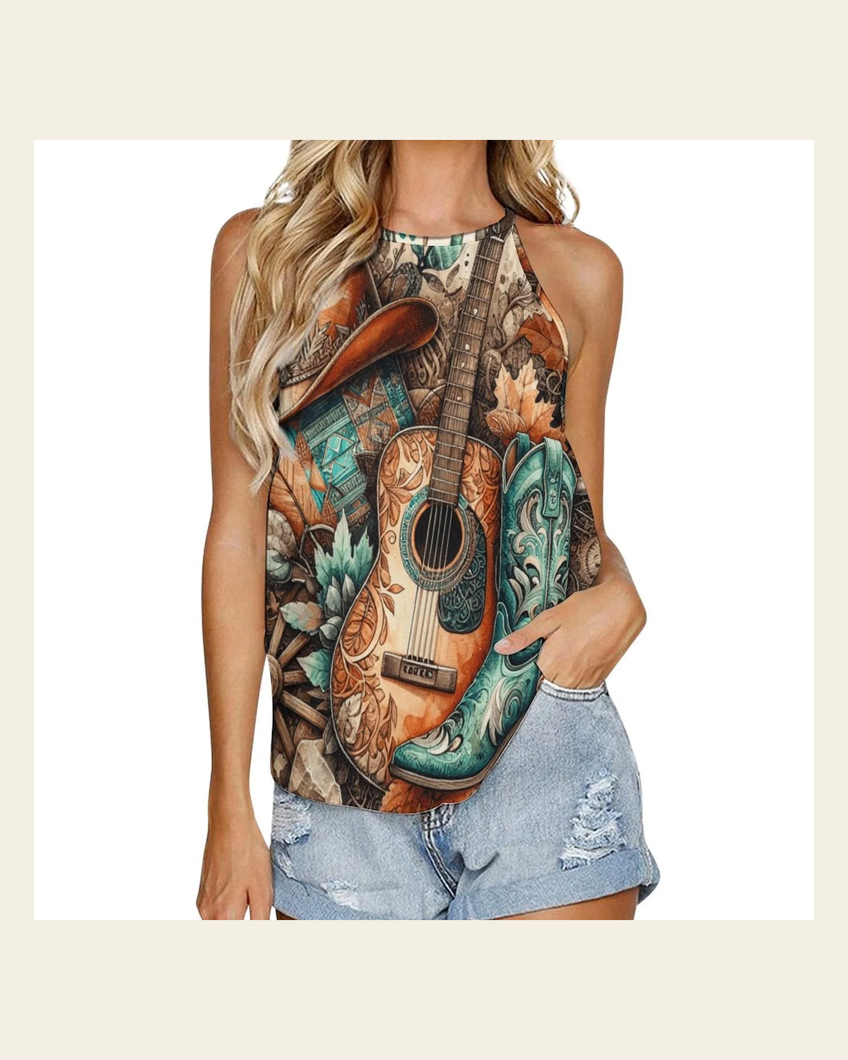 Baha Ranch Country Girl Tank Top on a warm cream background