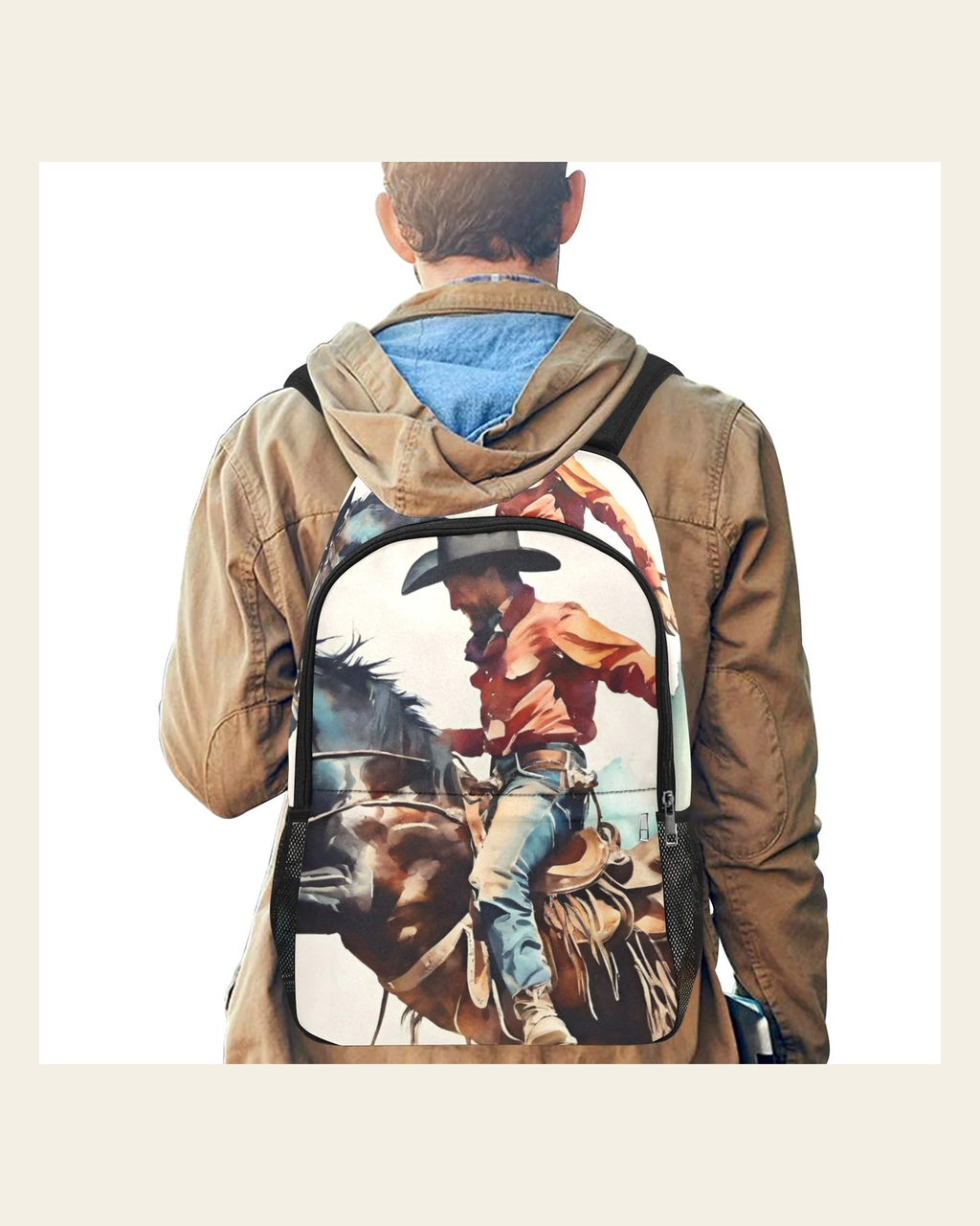 Baha Ranch Cowboy Backpack on a warm cream background