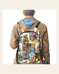 Baha Ranch Cowboy Collage Backpack on a warm cream background