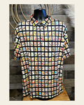 Baha Ranch Cowboy Collage Men's Western Polo Style Shirt on a warm cream background