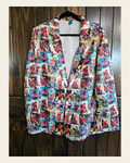 Baha Ranch Cowboy Collage Women's Western Blazer on a warm cream background