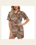 Baha Ranch Cowboy Country Women's Western Pajama Set on a warm cream background