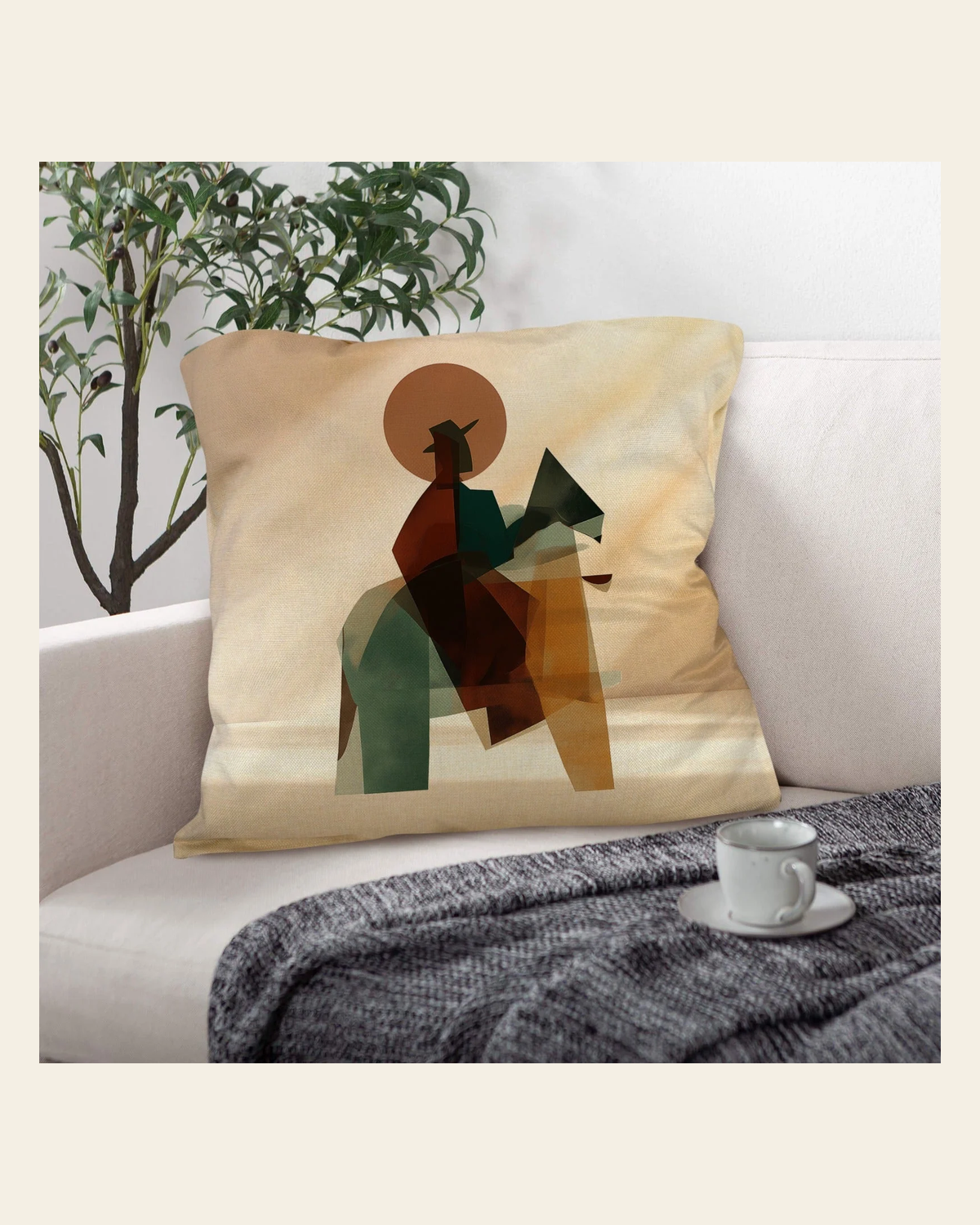 Baha Ranch Cowboy Custom Pillow Case 18x18inch Made In America on a warm cream background