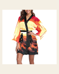 Baha Ranch Cowboy Desert Sunset Women's Lounge Kimono Robe on a warm cream background