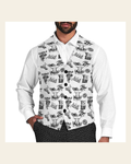 Baha Ranch Cowboy Print Men's Western Vest on a warm cream background