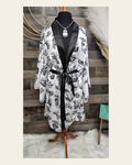 Baha Ranch Cowboy Print Western Satin Kimono Robe on a warm cream background