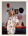 Baha Ranch Cowboy Ranch Women's Western Pajama Set on a warm cream background