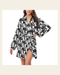 Baha Ranch Cowboy Women's Long Sleeve Belted Satin Feel Dressing Lounge Robe on a warm cream background