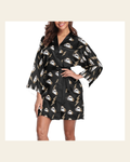 Baha Ranch Cowgirl Hat Lightning Bolt Women's Lounge Kimono Robe on a warm cream background
