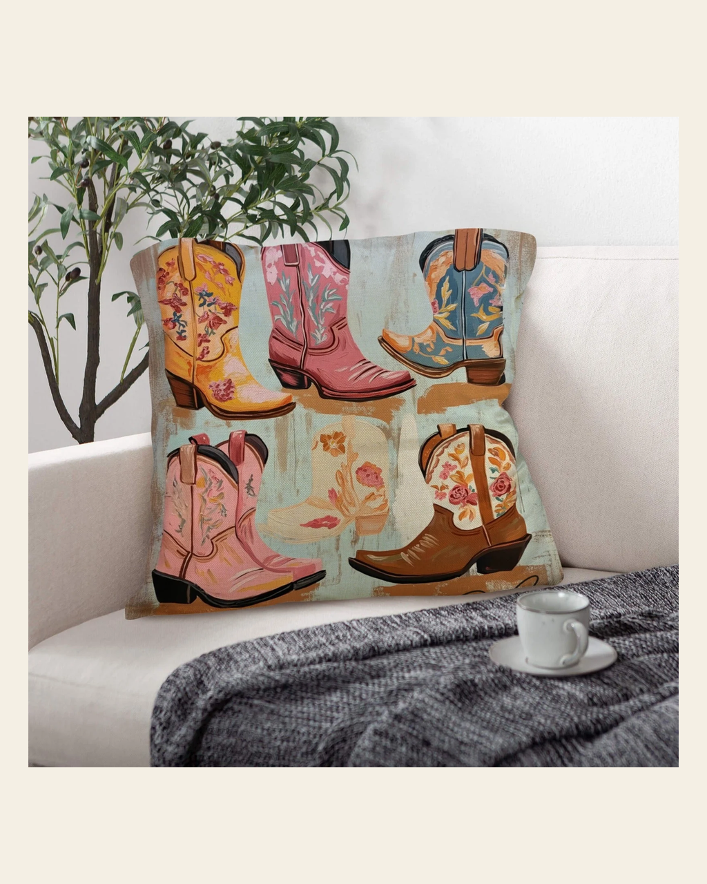 Baha Ranch Danilo Boots Pillow Case Custom Pillow Case Made in America on a warm cream background