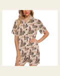 Baha Ranch Desert Bison Women's Western Pajama Set on a warm cream background