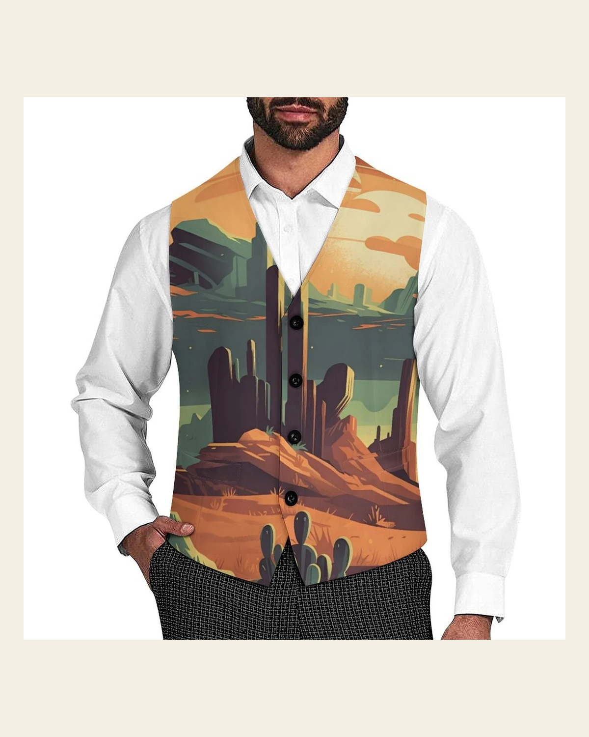 Baha Ranch Desert Canyon Men's Vest on a warm cream background