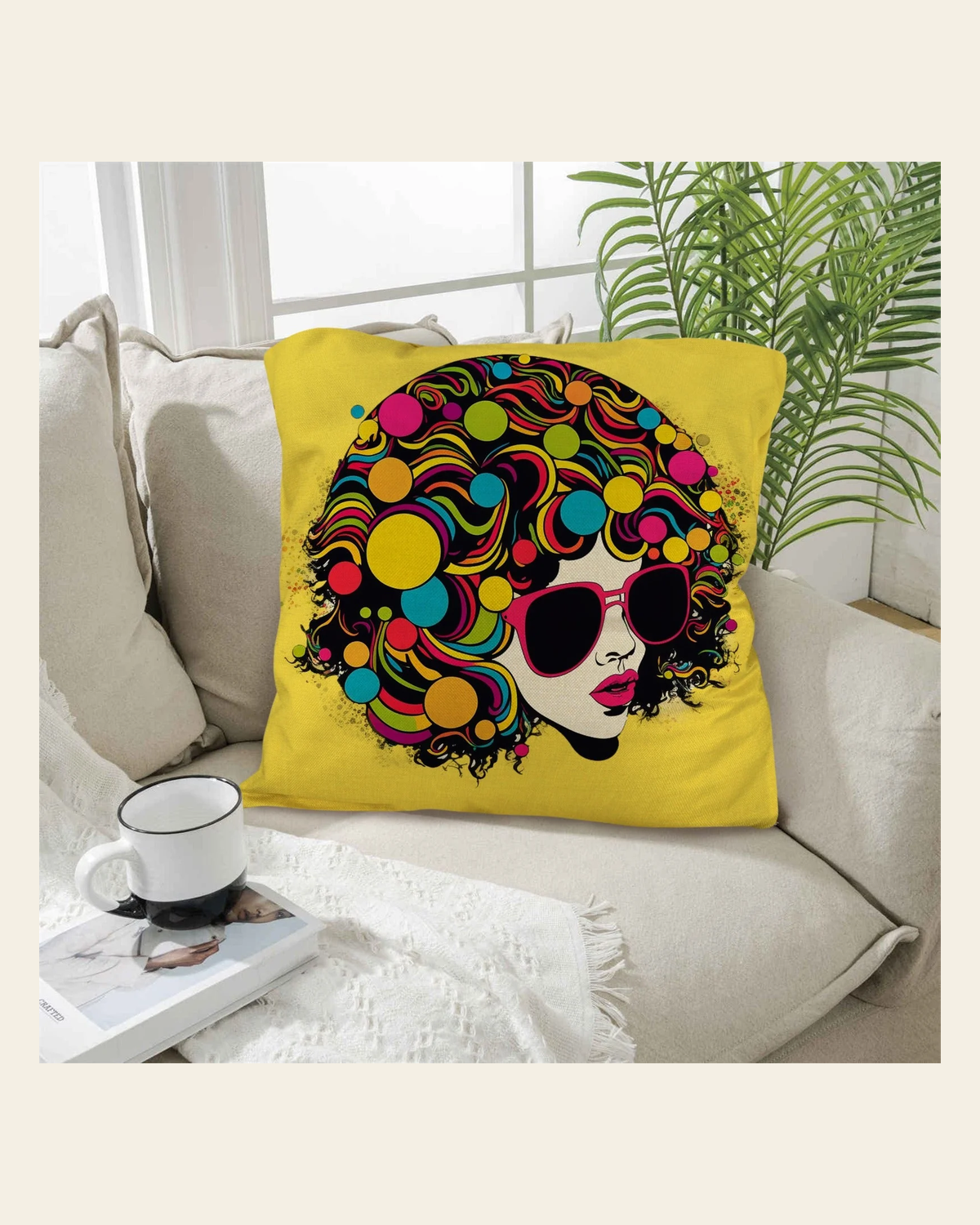 Baha Ranch Disco Girl 2 Pillow Case Made in America on a warm cream background