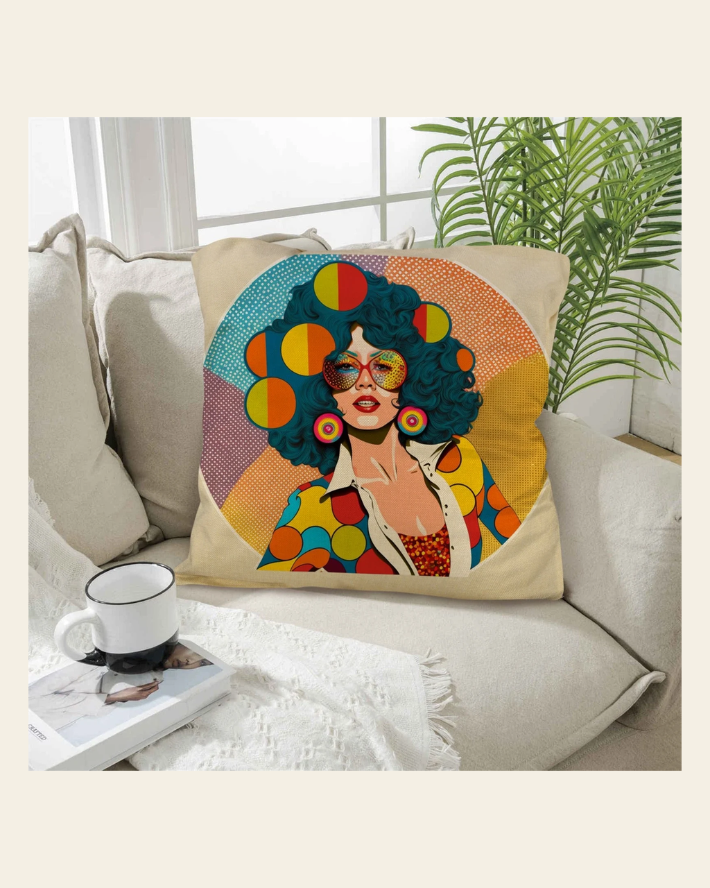 Baha Ranch Disco Girl 3 Pillow Case Made in America on a warm cream background