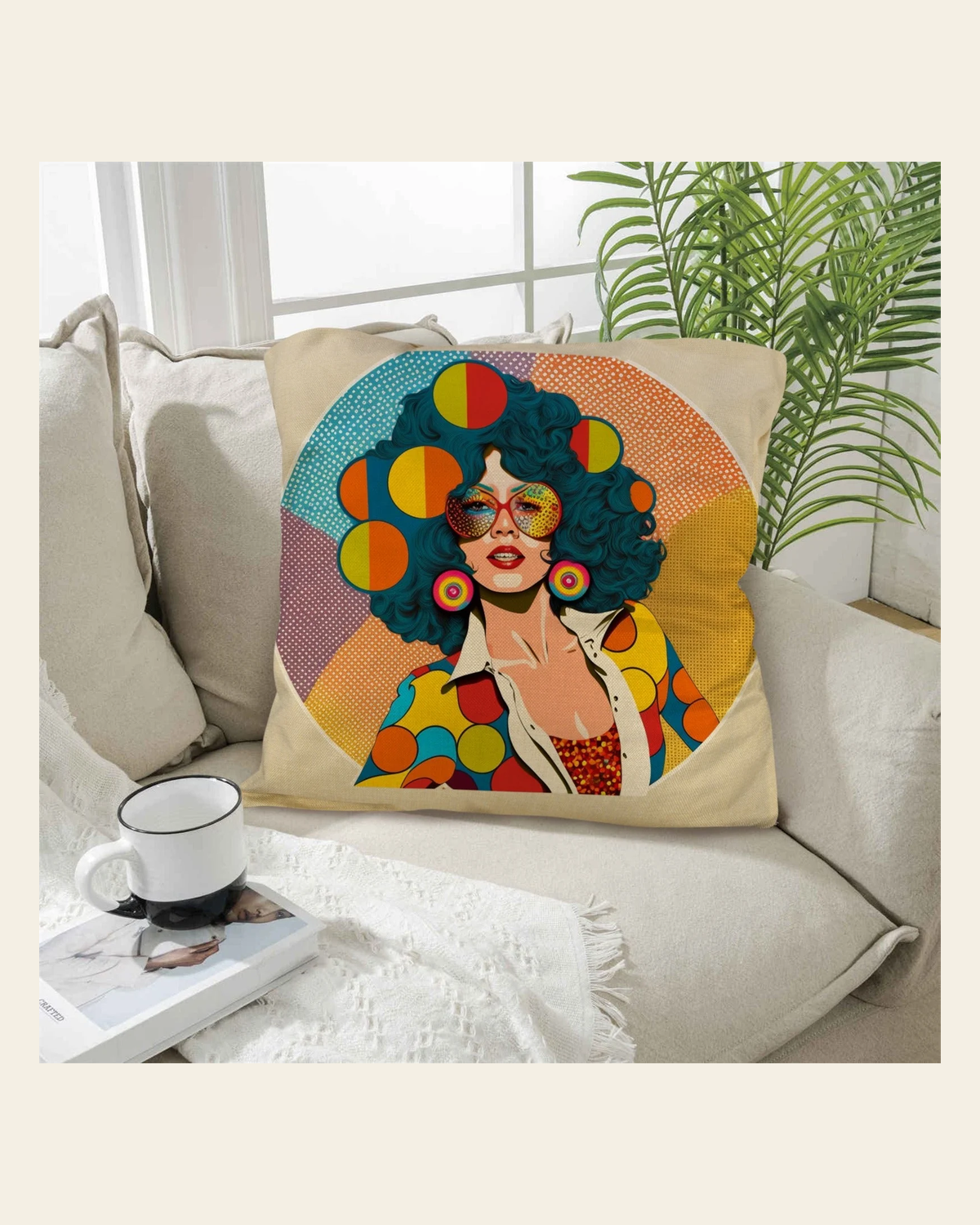 Baha Ranch Disco Girl 3 Pillow Case Made in America on a warm cream background