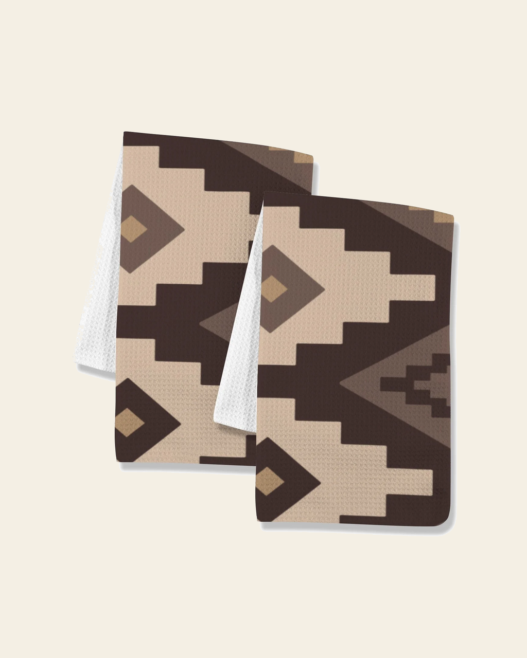 Baha Ranch Earth Aztec Set of 2 Dish Towels Kitchen Towel Made in America on a warm cream background
