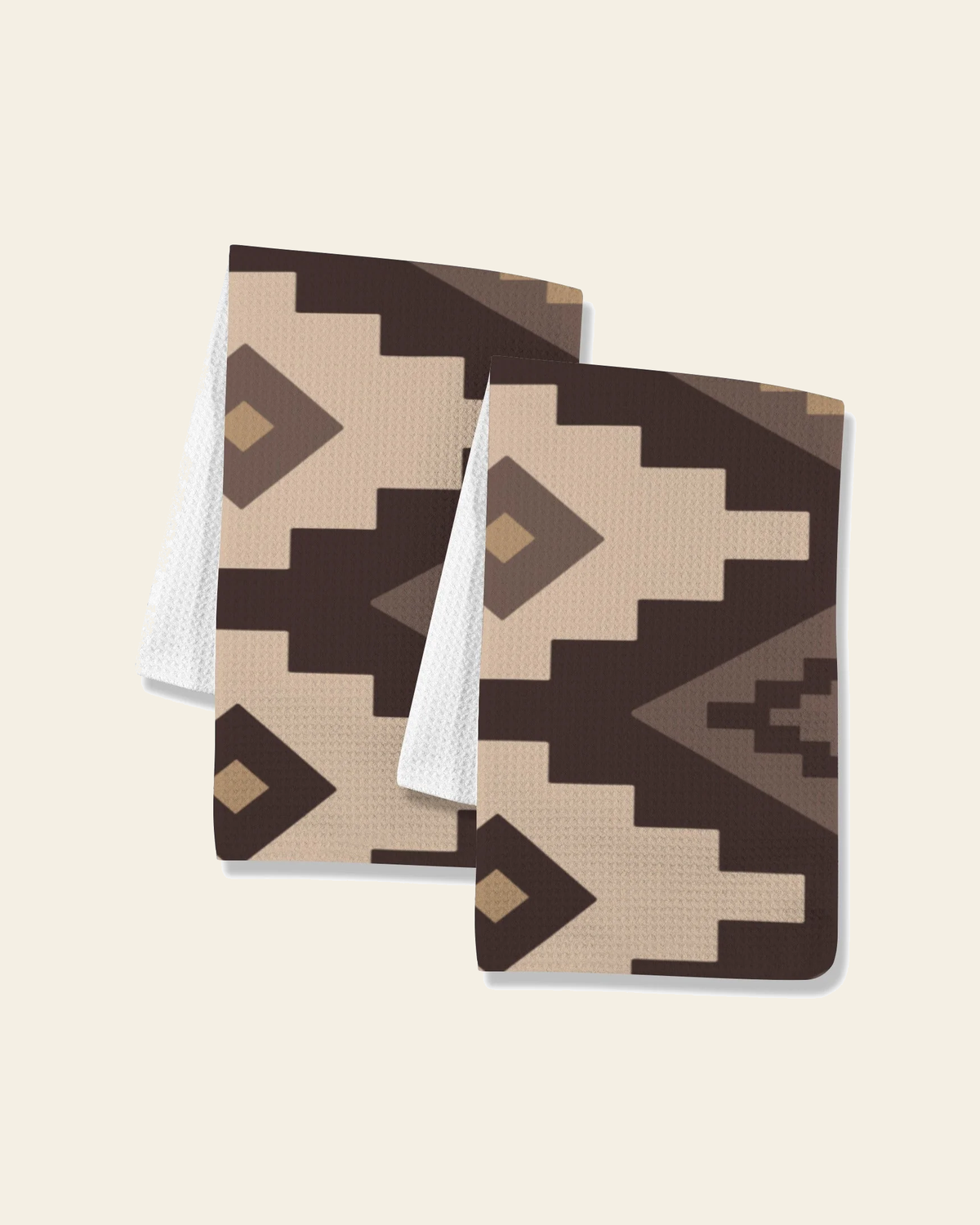 Baha Ranch Earth Aztec Set of 2 Dish Towels Kitchen Towel Made in America on a warm cream background