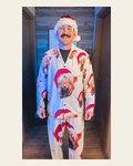 Baha Ranch Highland Christmas Cow Men's Western Pajama Set on a warm cream background