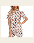Baha Ranch Highland Christmas Cow Women's Western Pajama Set on a warm cream background