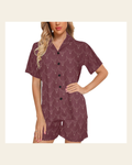 Baha Ranch Longhorn Skull Women's Western Pajama Set on a warm cream background