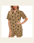 Baha Ranch Lucky Ride Women's Pajama Set on a warm cream background