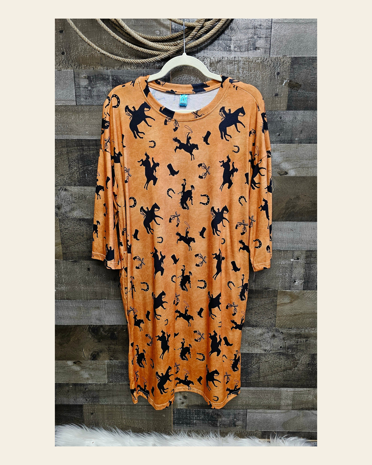 Baha Ranch Lucky Rodeo Oversized Sleep shirt on a warm cream background