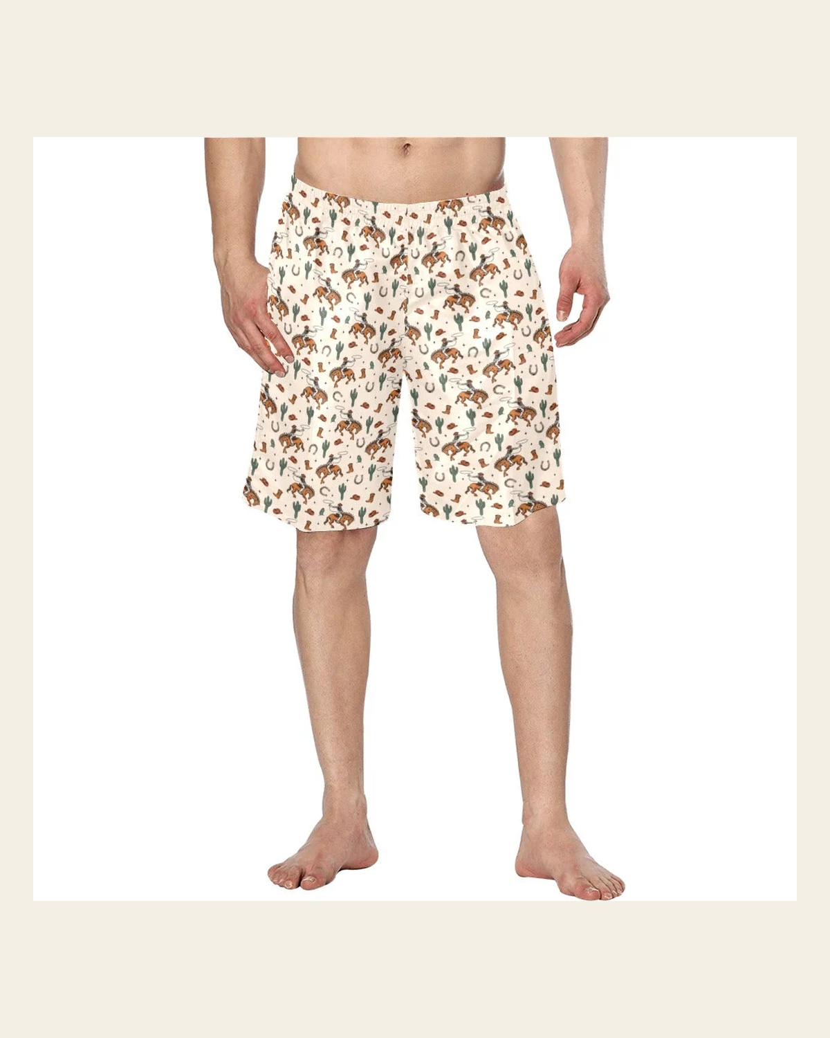 Baha Ranch Men's Western Swim Trunk Shorts on a warm cream background