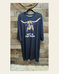 Baha Ranch Not in the mood Longhorn Oversized Sleepshirt on a warm cream background