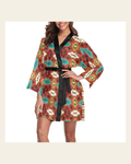 Baha Ranch Old Aztec Women's Lounge Kimono Robe on a warm cream background