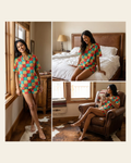 Baha Ranch Picado Women's Pajama Set Made in Americay on a warm cream background