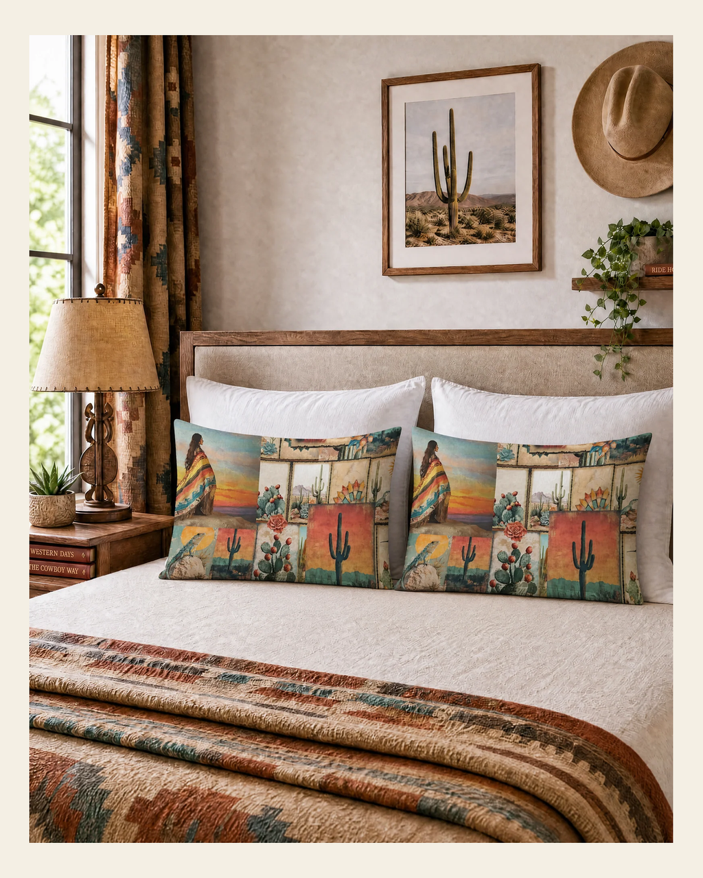 Baha Ranch Pictures of the Southwest Queen Size Pillow Case Made in America on a warm cream background
