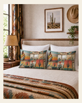 Baha Ranch Pictures of the Southwest Queen Size Pillow Case Made in America on a warm cream background