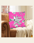 Baha Ranch Pink YEEHAW Velvety Soft Pillow Case Made in America on a warm cream background