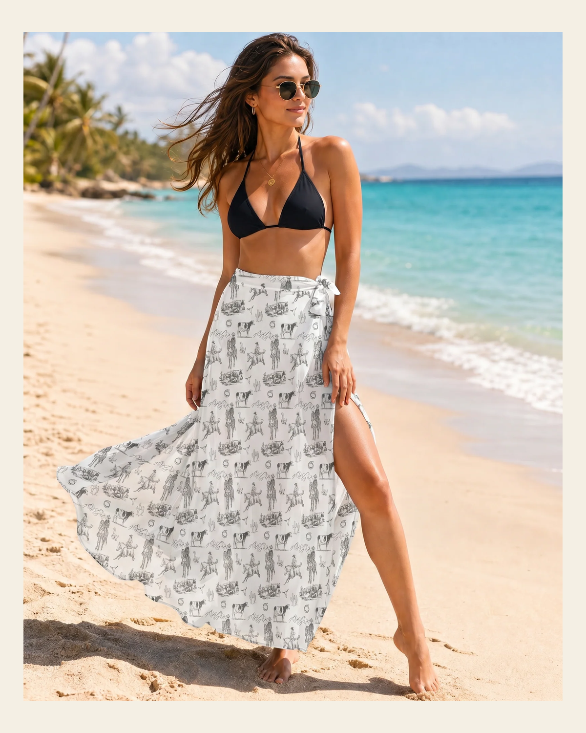 Baha Ranch Ranch Life Beach Coverup Skirt on a warm cream background