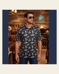 Baha Ranch Ranch Life Men's Western Polo Shirt on a warm cream background