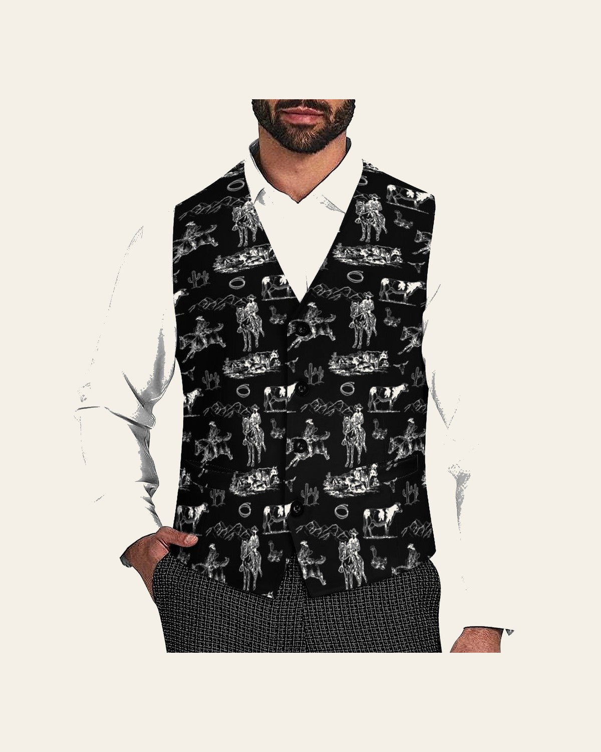 Baha Ranch Ranch Life Men's Western Vest on a warm cream background