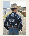 Baha Ranch Ranch Life Unisex Western Button Up Shirt on a warm cream background
