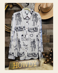 Baha Ranch Ranch Life Unisex Western Button Up Shirt on a warm cream background